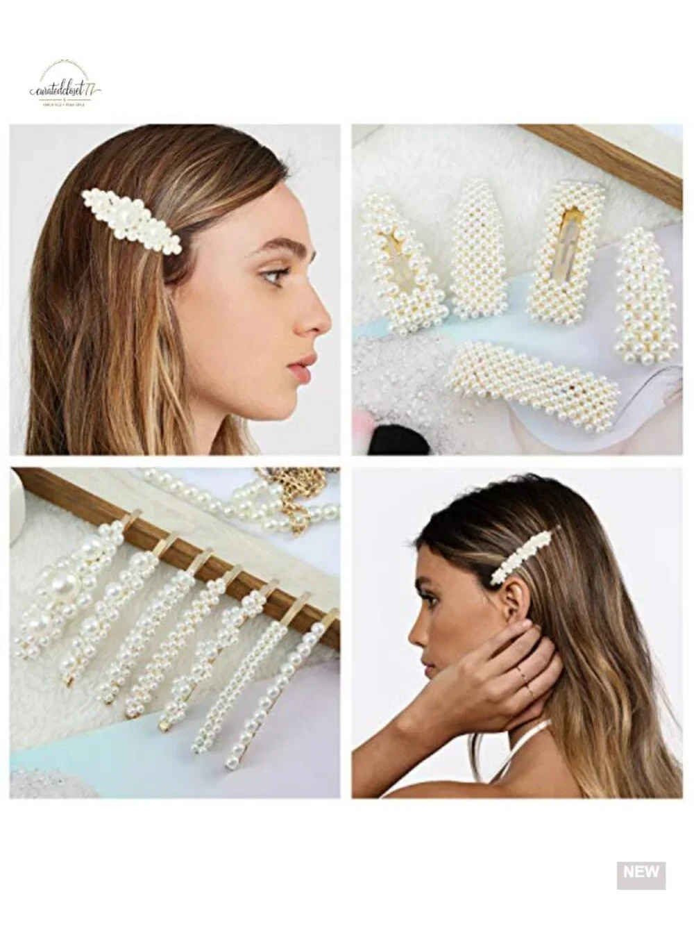 18 Pcs Pearl Hair Clips Large Barrette Fashion Clips for Women